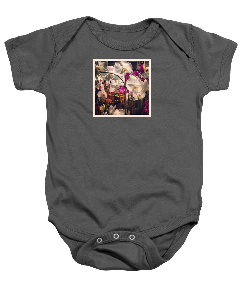 Orchids Baby Onesie featuring the photograph Orchids in the Store by Will Felix