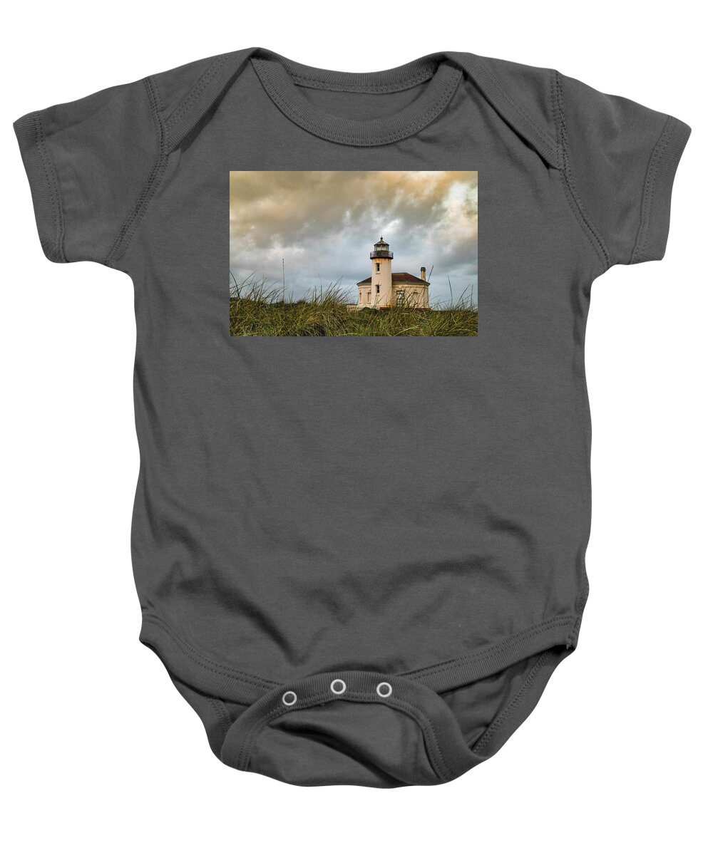 Bandon Baby Onesie featuring the photograph Oregon Lighthouse at Coquille River by Scott Slone