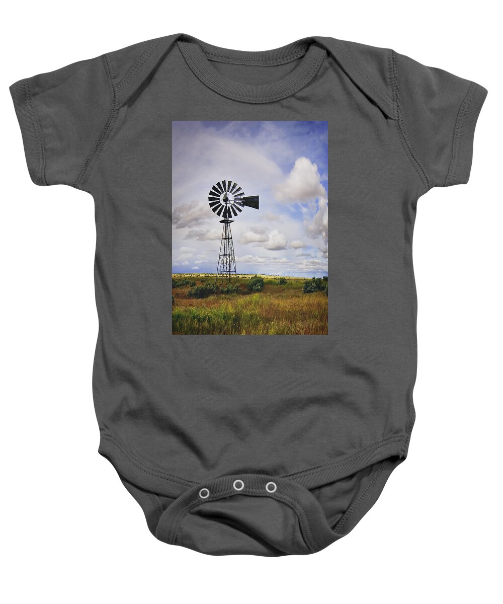 Oregon Baby Onesie featuring the photograph Oregon Windmill by John Christopher