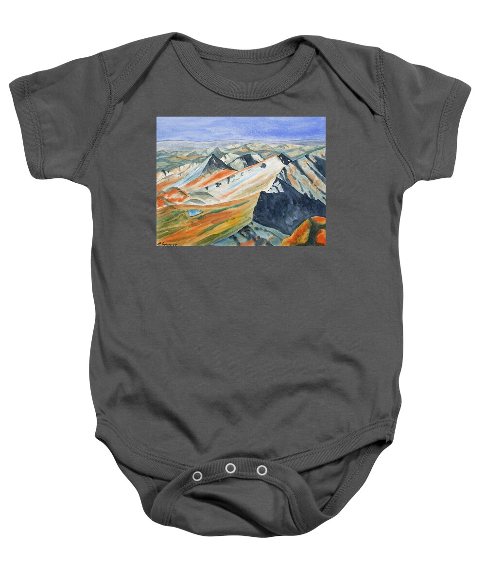 Alpine Baby Onesie featuring the painting Original Watercolor - High Alpine View by Cascade Colors