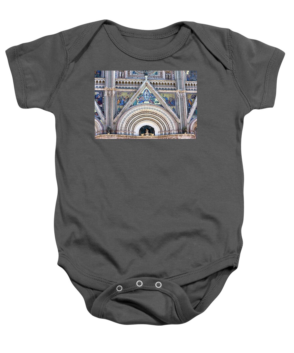 Duomo Baby Onesie featuring the photograph Orvieto Duomo Facade Close-up by Sally Weigand