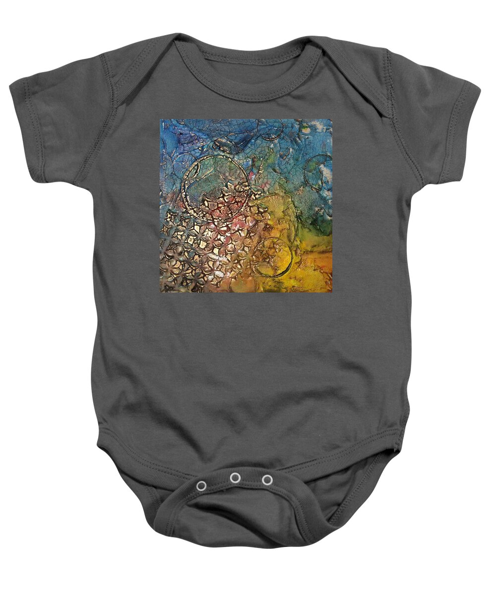 Abstract Baby Onesie featuring the painting Other Worlds by Sharon Cromwell