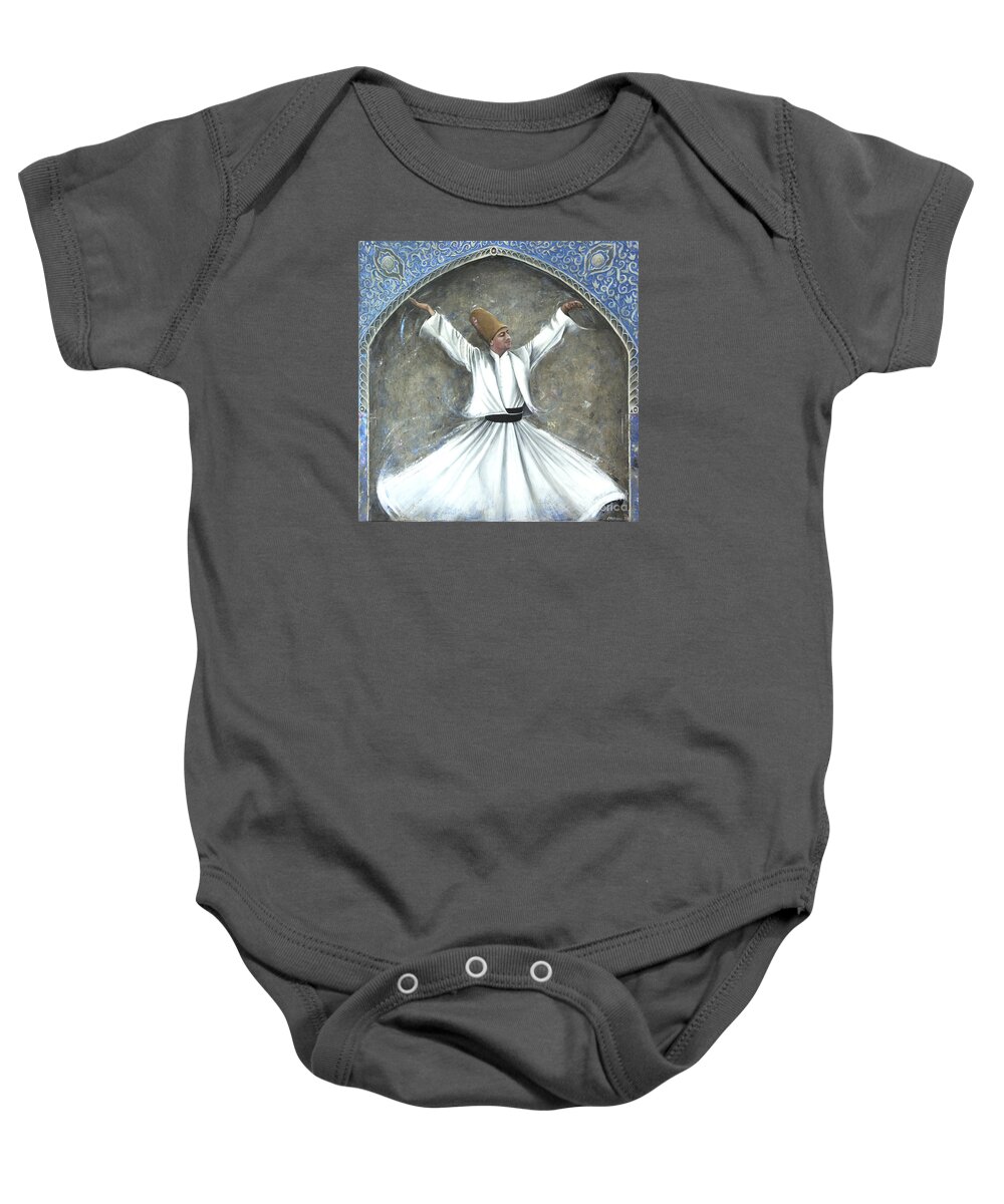 Blue Baby Onesie featuring the painting Ottoman Dervish by Carol Bostan