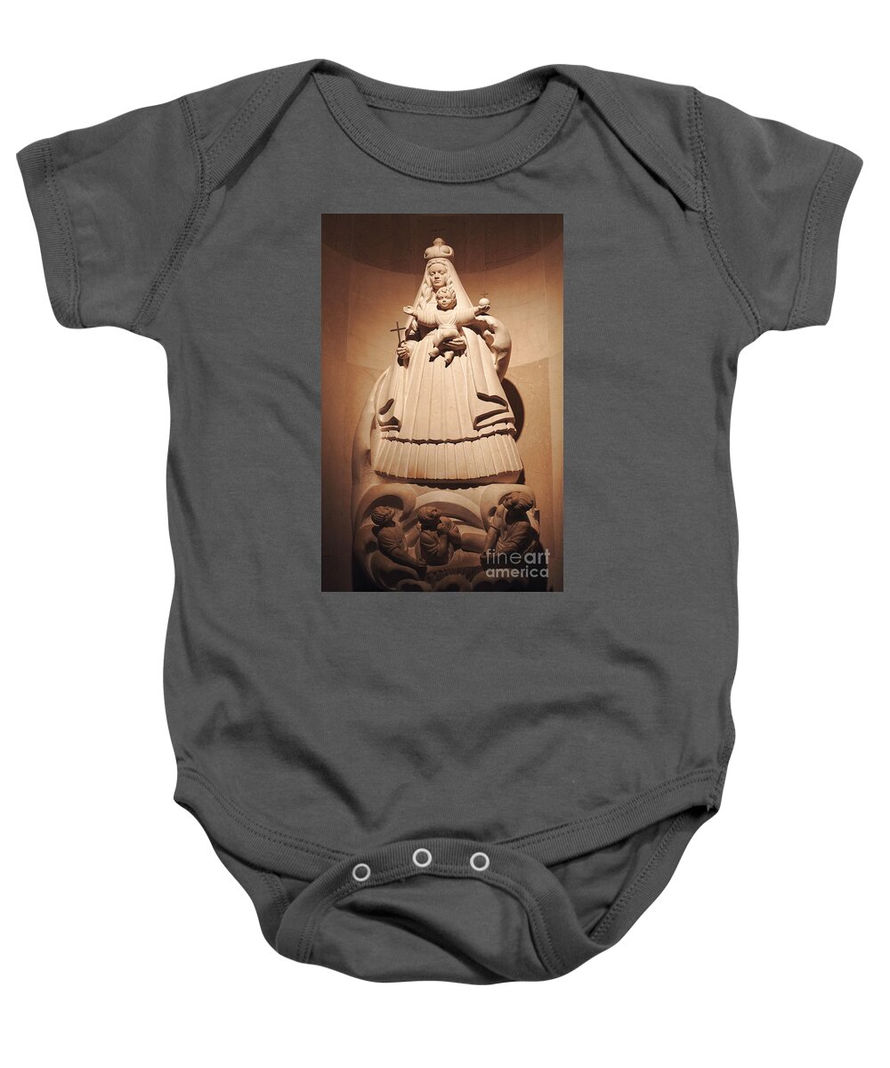 National Shrine Of The Immaculate Conception Baby Onesie featuring the photograph Our Lady of Charity at the Shrine of the Immaculate Conception in Washington DC by William Kuta
