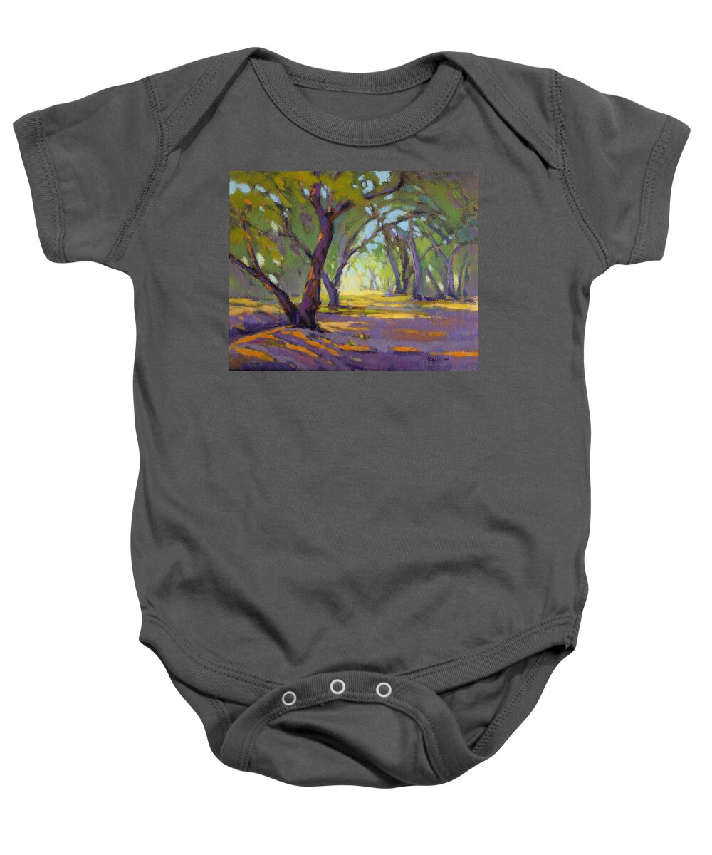 Trees Baby Onesie featuring the painting Our Secret Place 4 by Konnie Kim