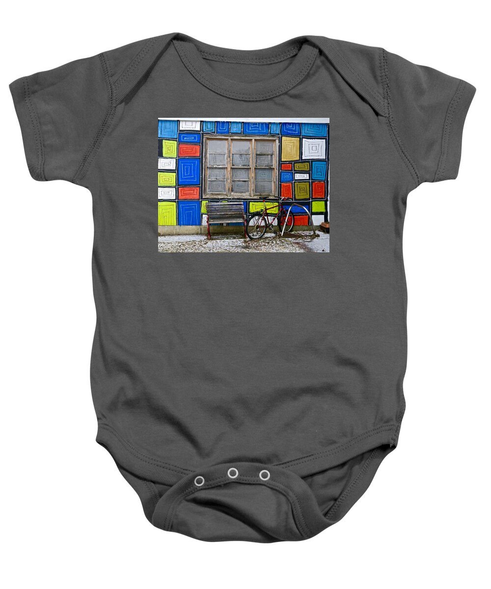 Color Baby Onesie featuring the photograph Outside Boxes by Mike Reilly