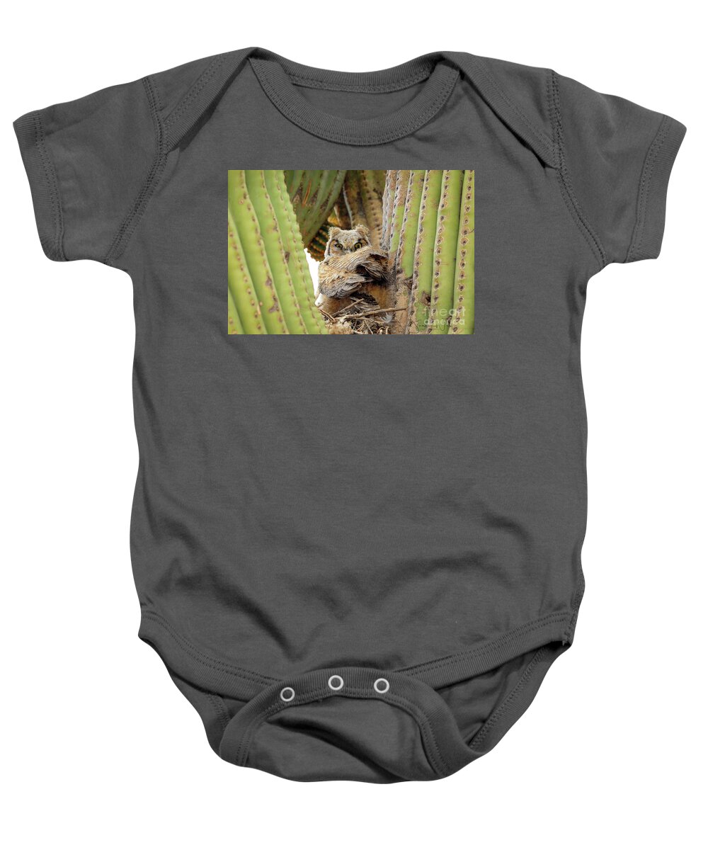 Nature Baby Onesie featuring the photograph Owl Dracula by Joanne West