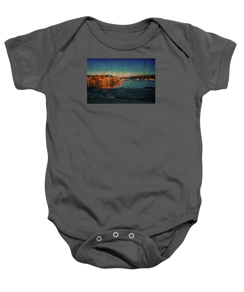 Maine Lobster Boats Baby Onesie featuring the photograph Owls Head Harbor by Tom Singleton