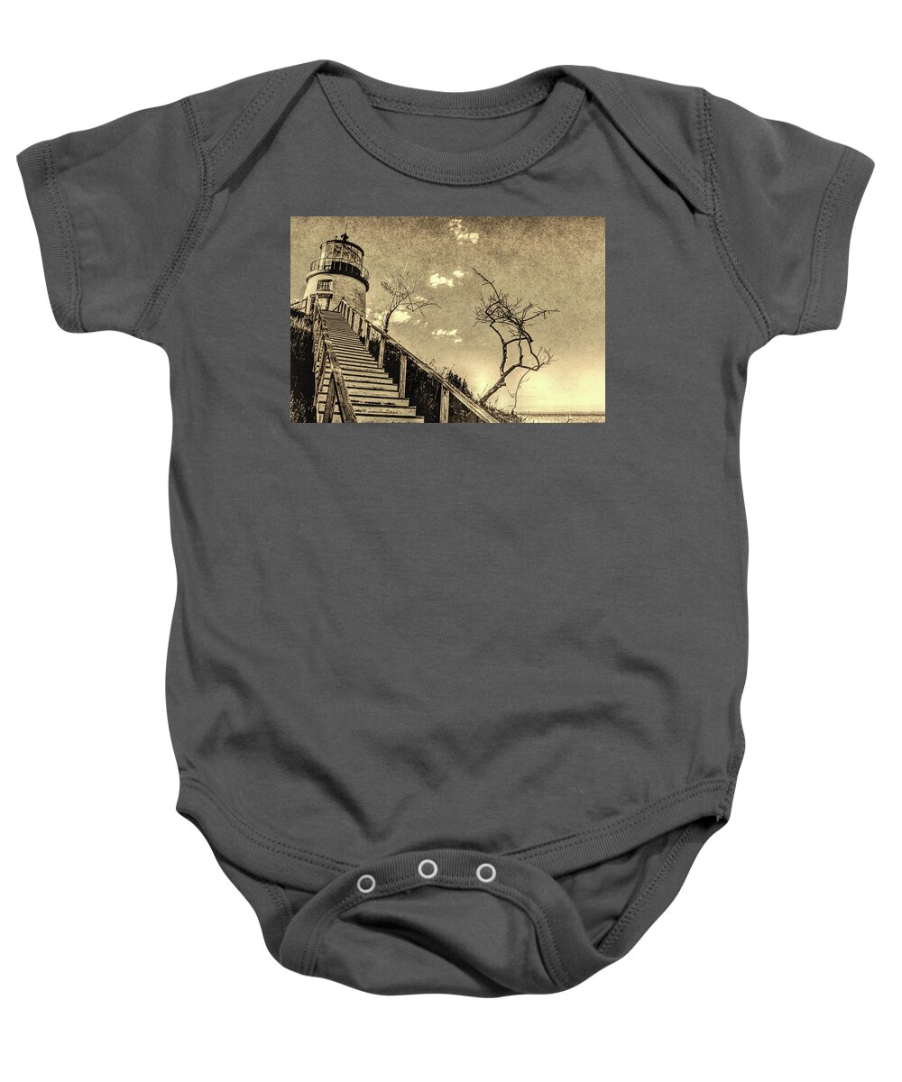 Owls Head Baby Onesie featuring the photograph Owls Head Lighthouse Maine by David Smith