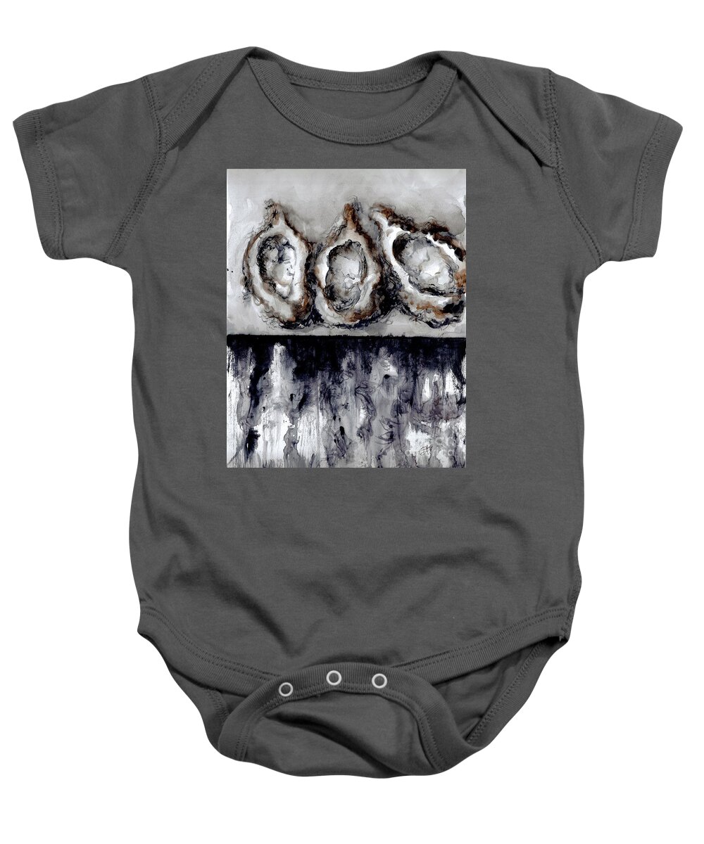 Louisiana Seafood Baby Onesie featuring the painting Oyster Bed by Francelle Theriot