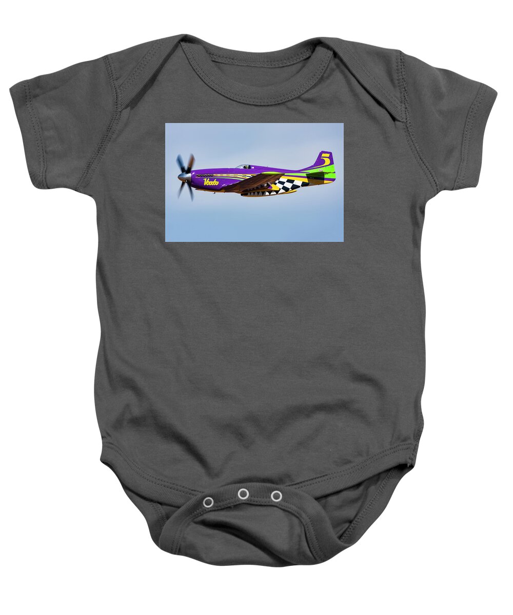 Mustang Baby Onesie featuring the photograph P-51 Mustang Voodoo by Rick Pisio