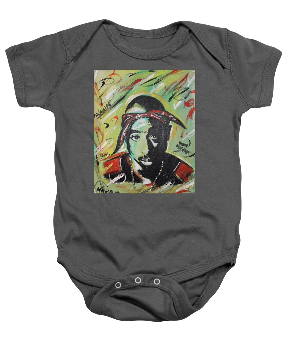 2pac Baby Onesie featuring the painting Pac Mentality by Antonio Moore