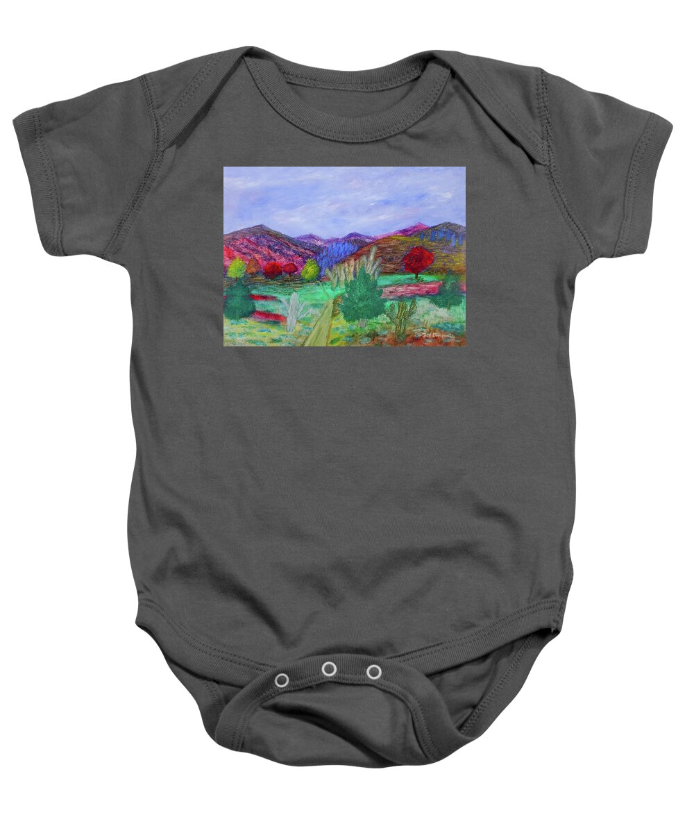Fantasy Baby Onesie featuring the painting Painted Southwest by Dick Bourgault