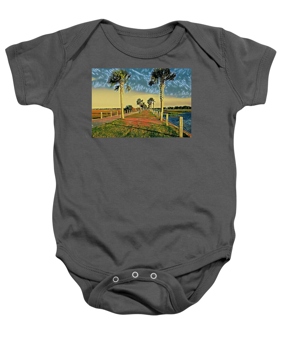Otis Pickett Baby Onesie featuring the photograph Palm Parkway by Sherry Kuhlkin