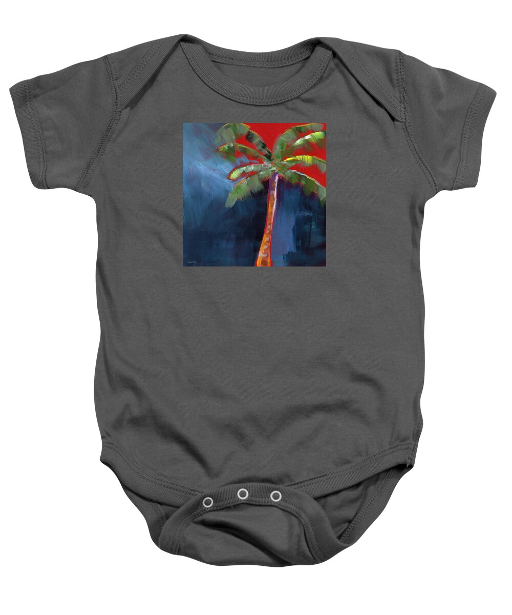 Palm Tree Baby Onesie featuring the painting Palm Tree- Art by Linda Woods by Linda Woods