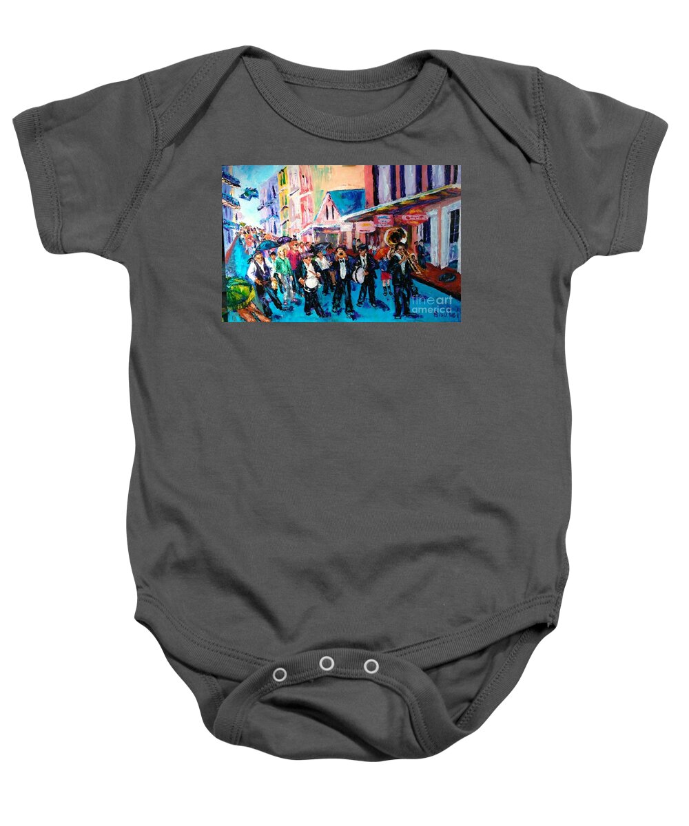 New Orleans Baby Onesie featuring the painting Parade for Joe by Beverly Boulet