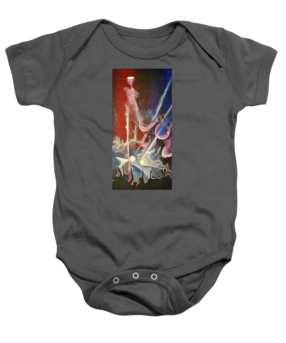 Night Lights Baby Onesie featuring the painting Party Night by Patricia Arroyo