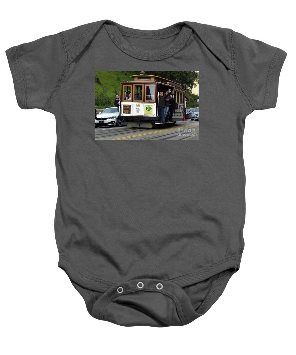 Cable Car Baby Onesie featuring the photograph Passenger waves from a Cable Car by Steven Spak