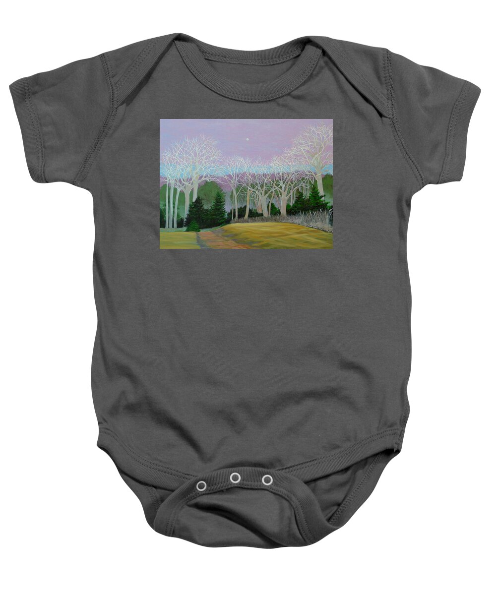 Moon Baby Onesie featuring the painting Pearlescence by Jeanette Jarmon