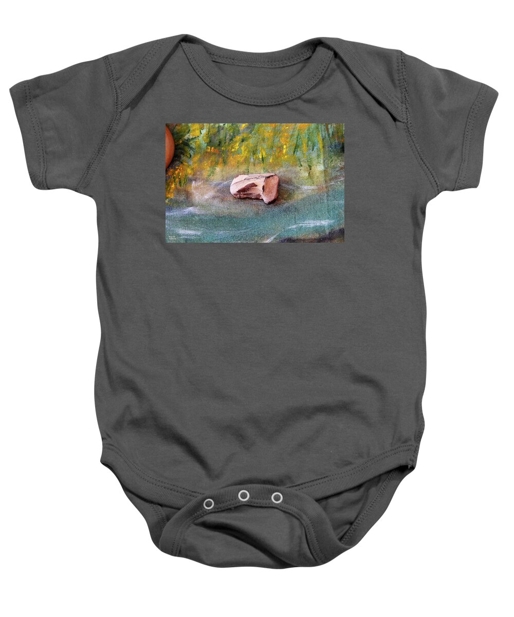 Augusta Stylianou Baby Onesie featuring the photograph Pebble at the Stream by Augusta Stylianou