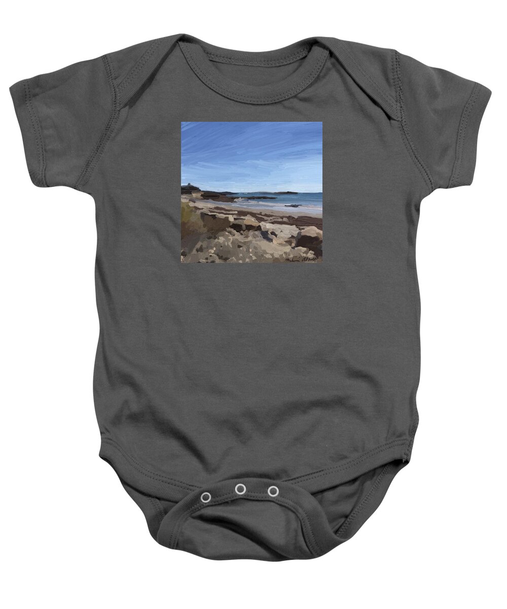 People Beach Baby Onesie featuring the photograph People Beach and Milk Island, Rockport, Ma. by Melissa Abbott