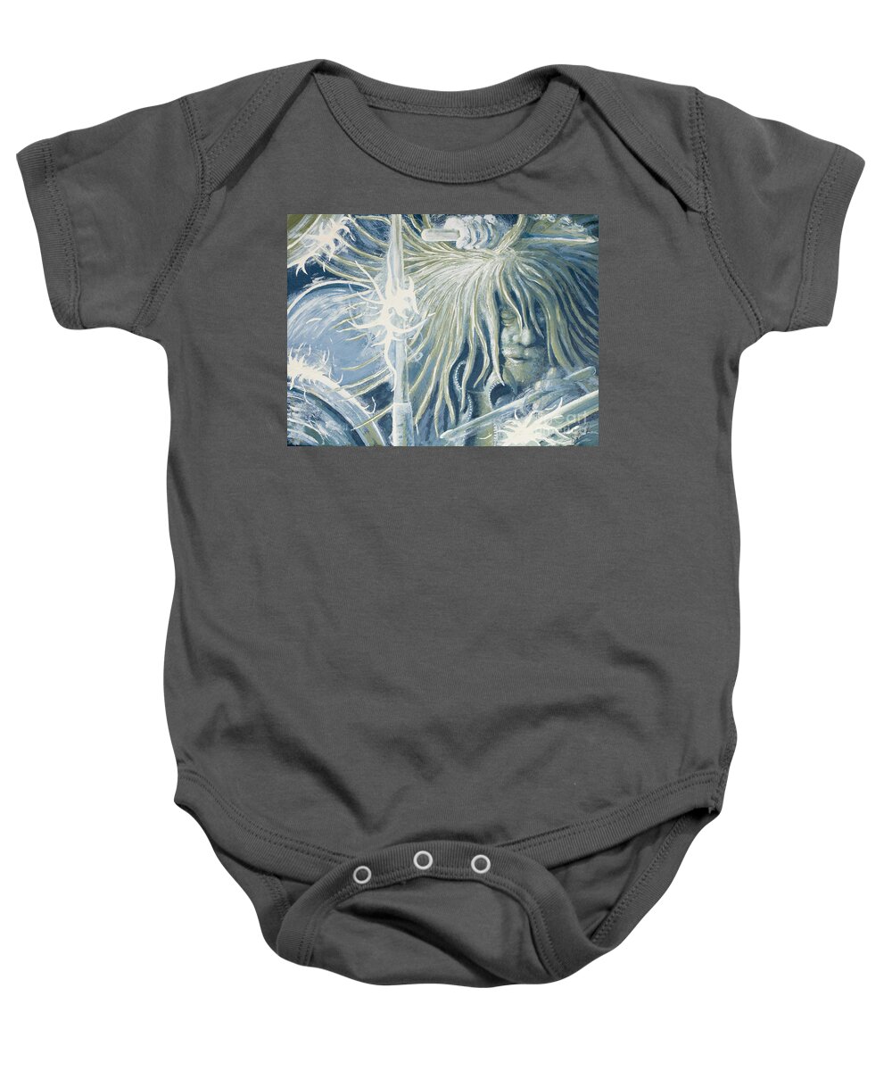 Drums Baby Onesie featuring the painting Percussion Struck by Scott Brennan