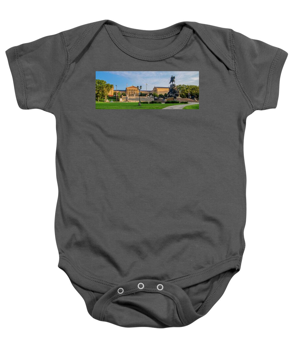 Philadelphia Baby Onesie featuring the photograph Philadelphia Sights - The Museum of Art Panorama by Bill Cannon