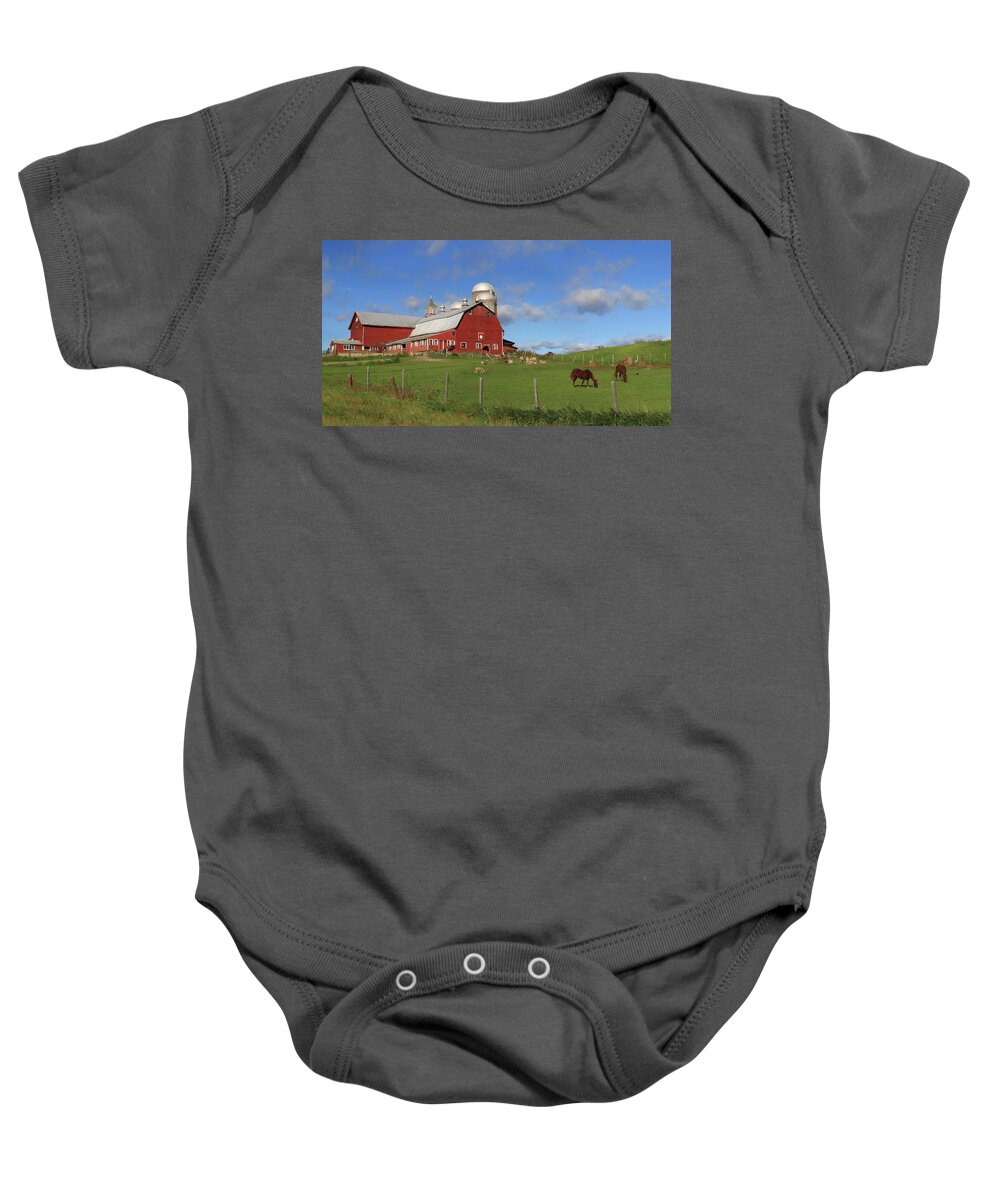 Barn Baby Onesie featuring the photograph Picture Perfect Day by Lori Deiter