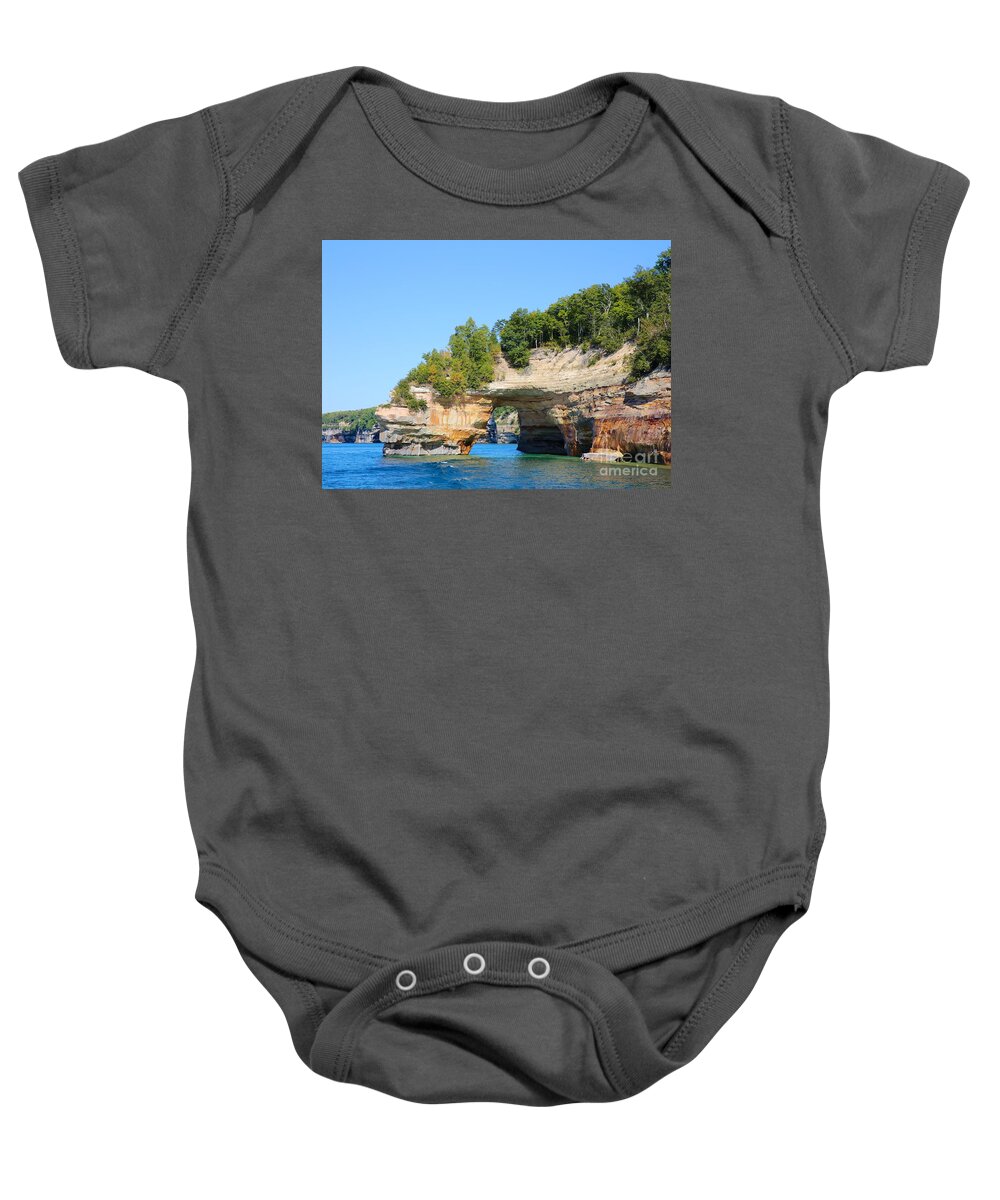 Pure Michigan Baby Onesie featuring the photograph Picture Rocks by Robert Pearson