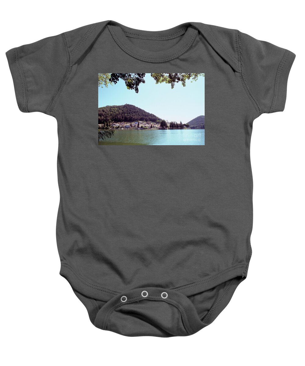 Landscape Baby Onesie featuring the photograph Piediluco and Piediluco Lake by Fabrizio Ruggeri