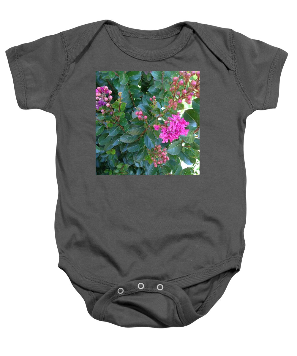 Pink Flowers Baby Onesie featuring the photograph Pink Flowers by Susan Grunin
