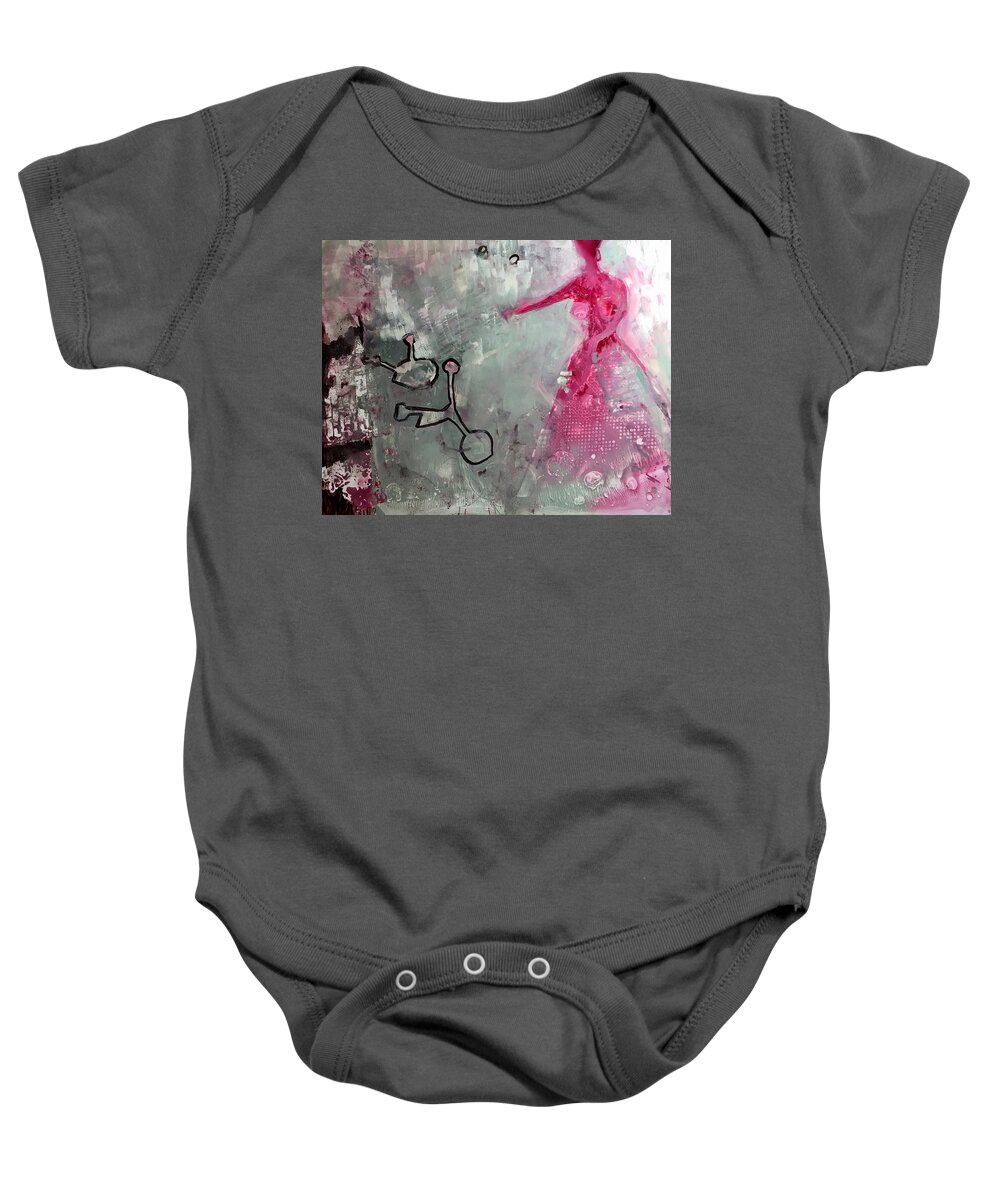 Abstract Baby Onesie featuring the painting Pink Lady by Carole Johnson