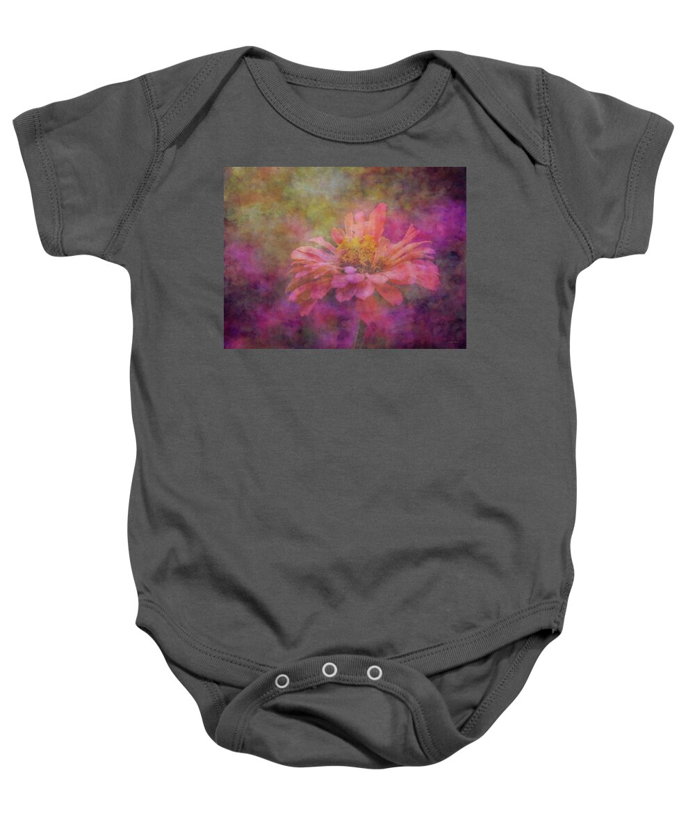 Impressionist Baby Onesie featuring the photograph Pink Zinnia In The Ethereal Plain 3038 IDP_2 by Steven Ward
