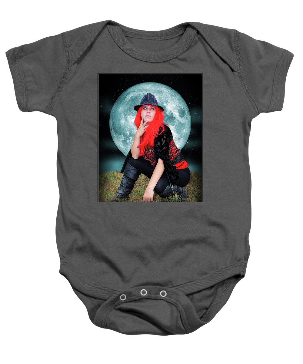 Pixie Baby Onesie featuring the photograph Pixie Under a Blue Moon by Jon Volden