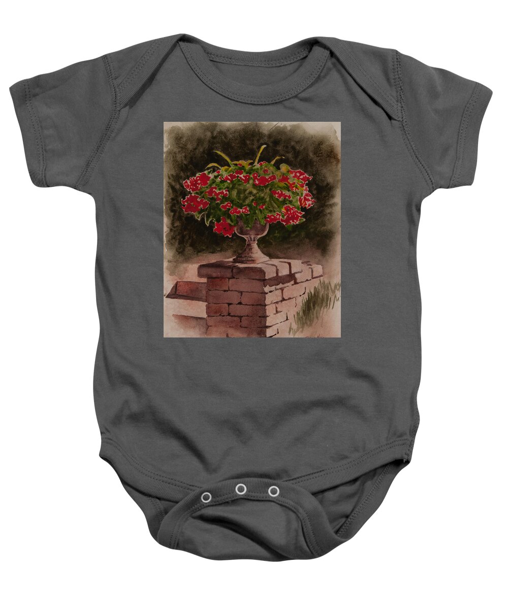 Floral Baby Onesie featuring the painting Planter Vignette by Heidi E Nelson