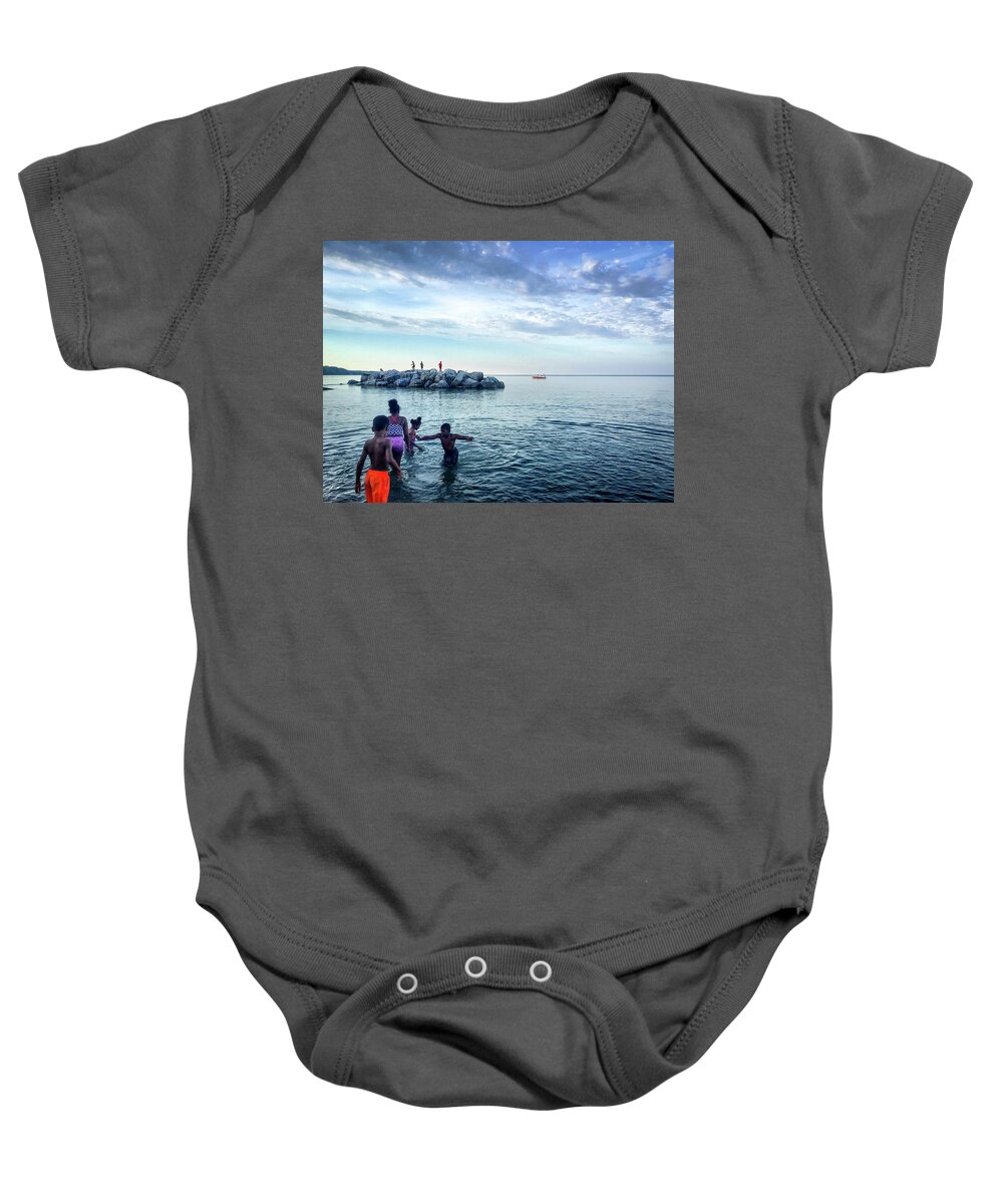 Lake Baby Onesie featuring the photograph Play by Terri Hart-Ellis