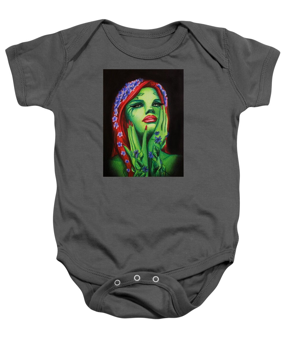 Poison Ivy Baby Onesie featuring the digital art Poison ivy by Amber Stanford