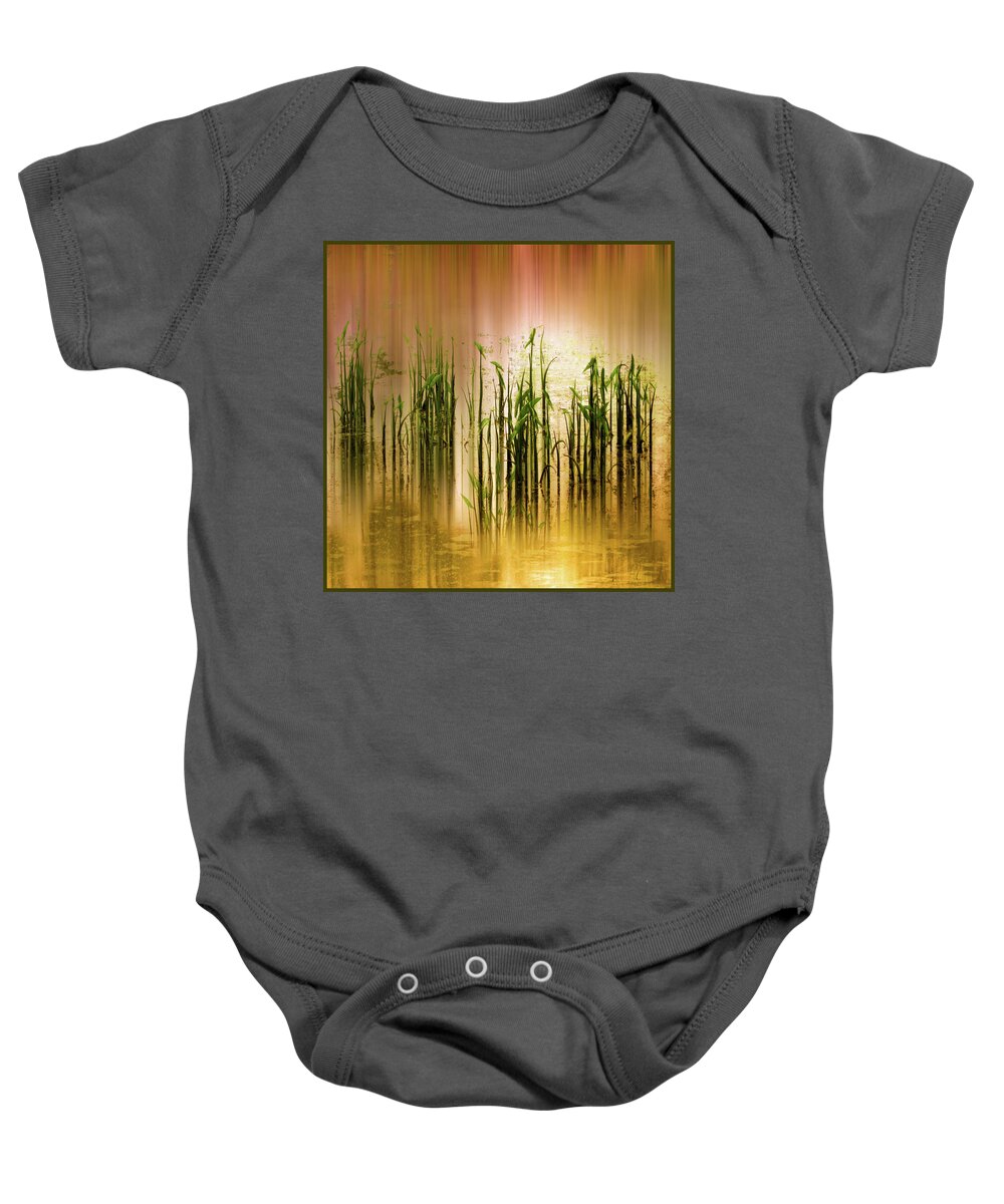 Grass Baby Onesie featuring the photograph Pond Grass Abstract  by Jessica Jenney