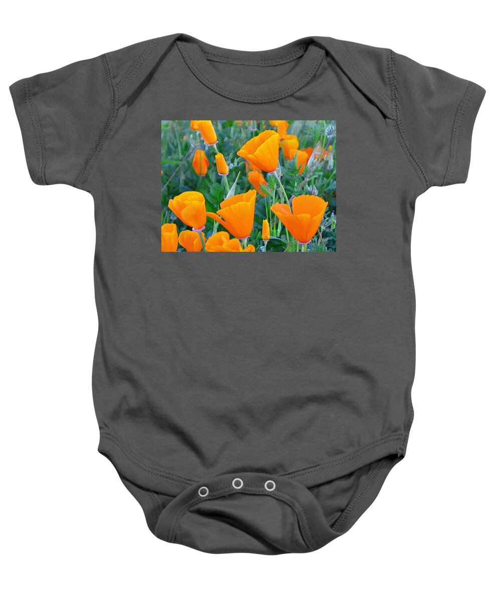 Poppies Baby Onesie featuring the mixed media Poppies In Texture by Glenn McCarthy Art and Photography