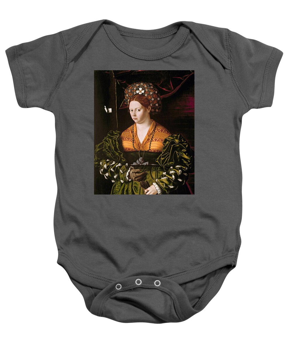 Bartolomeo Veneto Baby Onesie featuring the painting Portrait of a Lady by Bartolomeo Veneto