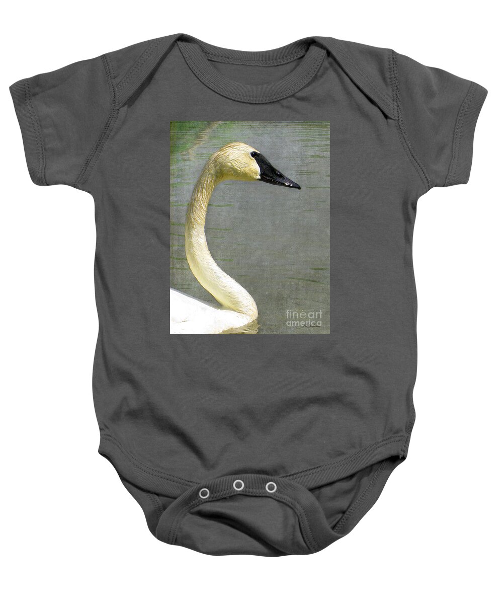 Swan Baby Onesie featuring the photograph Portrait of a Pond Swan by Nina Silver