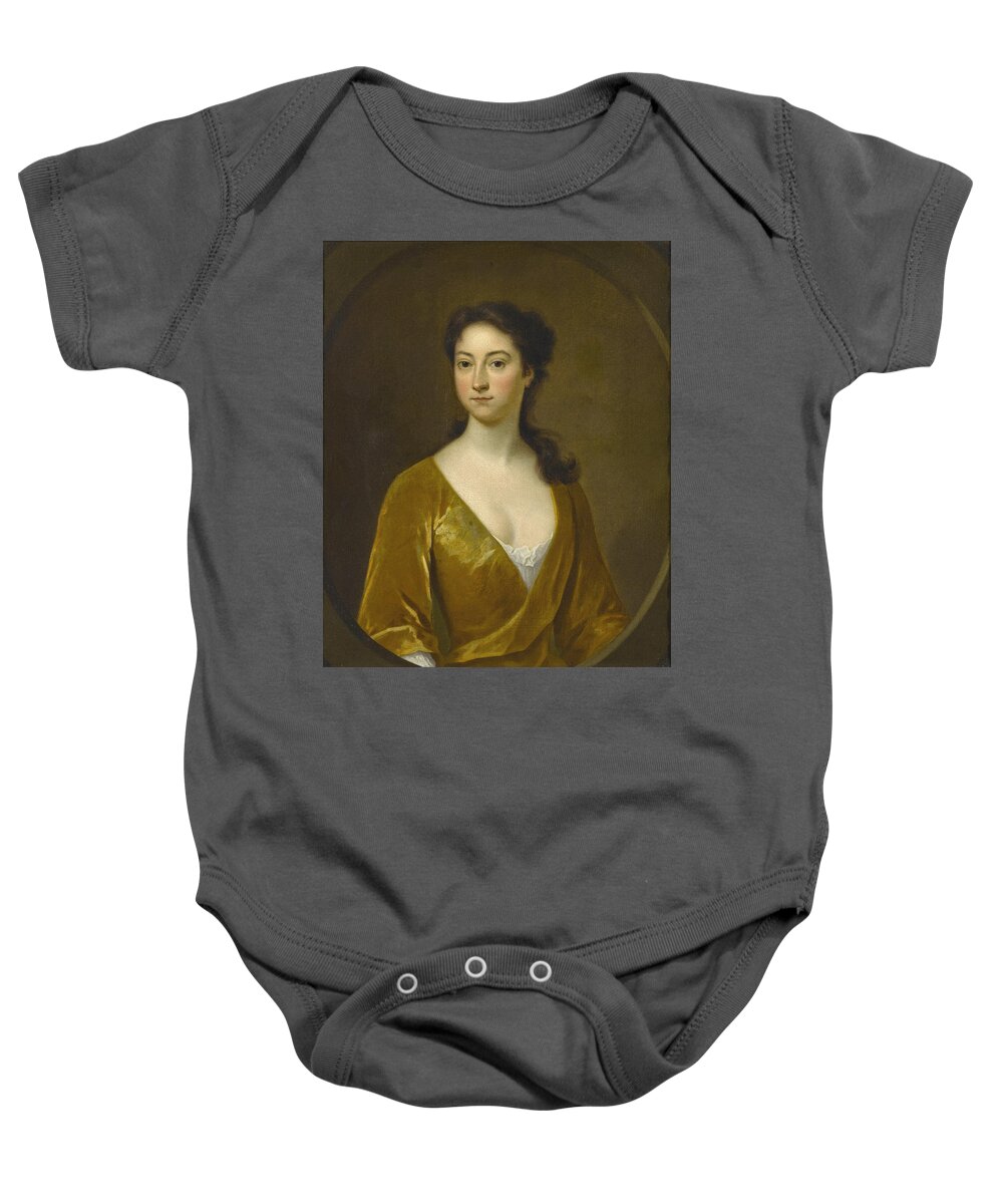 Attributed To Charles Bridges Baby Onesie featuring the painting Portrait of a Woman by Attributed to Charles Bridges