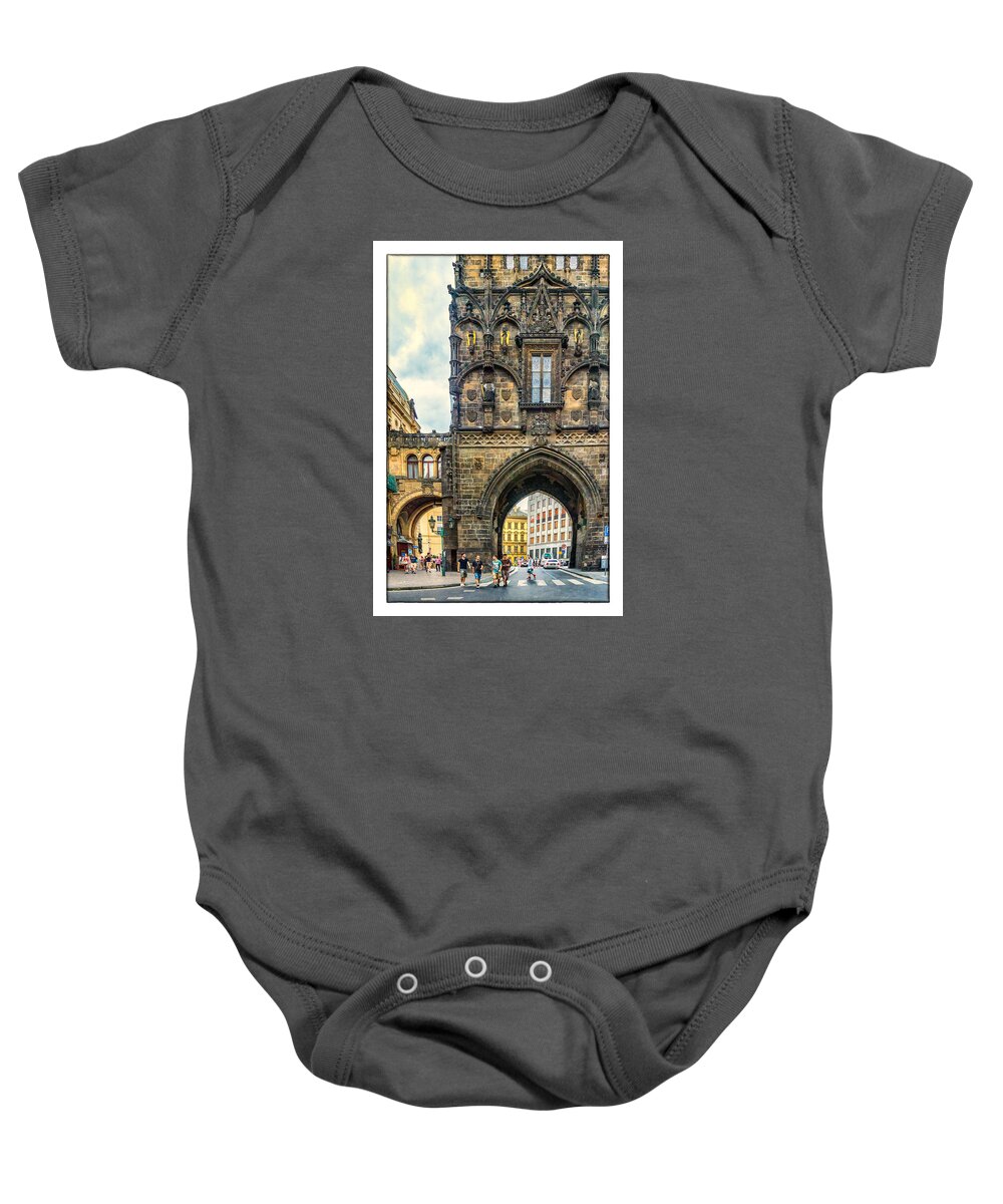 power Tower Baby Onesie featuring the photograph Prague Powder Tower by Janis Knight