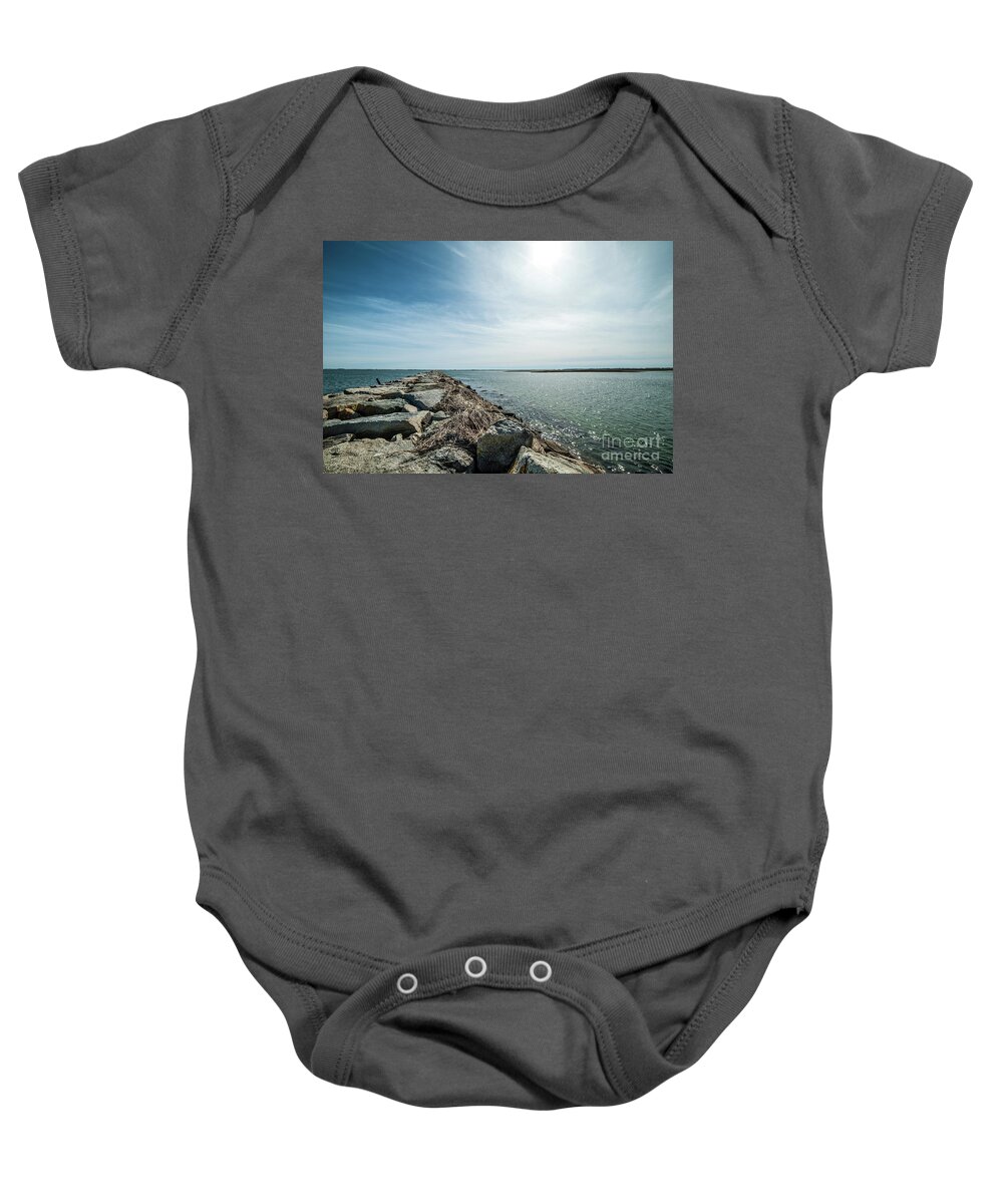 Provincetown Baby Onesie featuring the photograph Provincetown Breakwater by Michael James