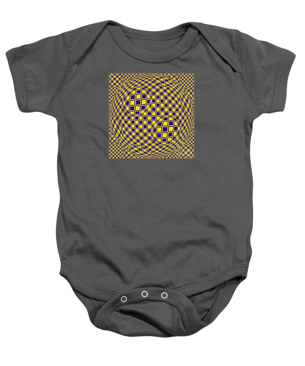 Sphere Baby Onesie featuring the digital art Purple and Yellow Sphere Untitled by Heather Schaefer