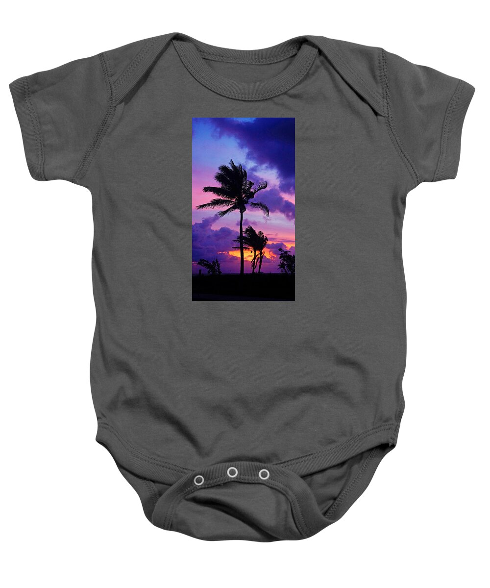 Purple Baby Onesie featuring the photograph Purple Palm Sunrise by Lawrence S Richardson Jr