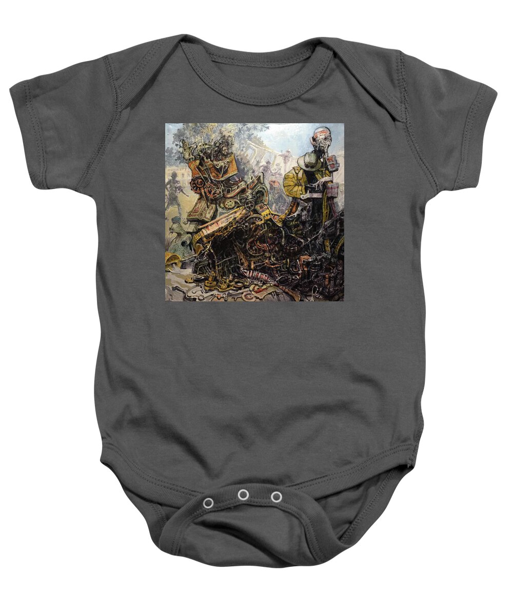 Chaos Baby Onesie featuring the painting Quantum3DprinterError by William Stoneham