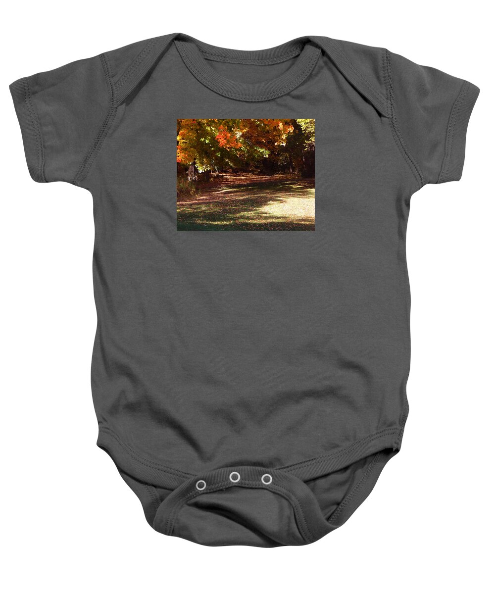 Autumn Baby Onesie featuring the photograph Quiet Picnic Place by Wild Thing