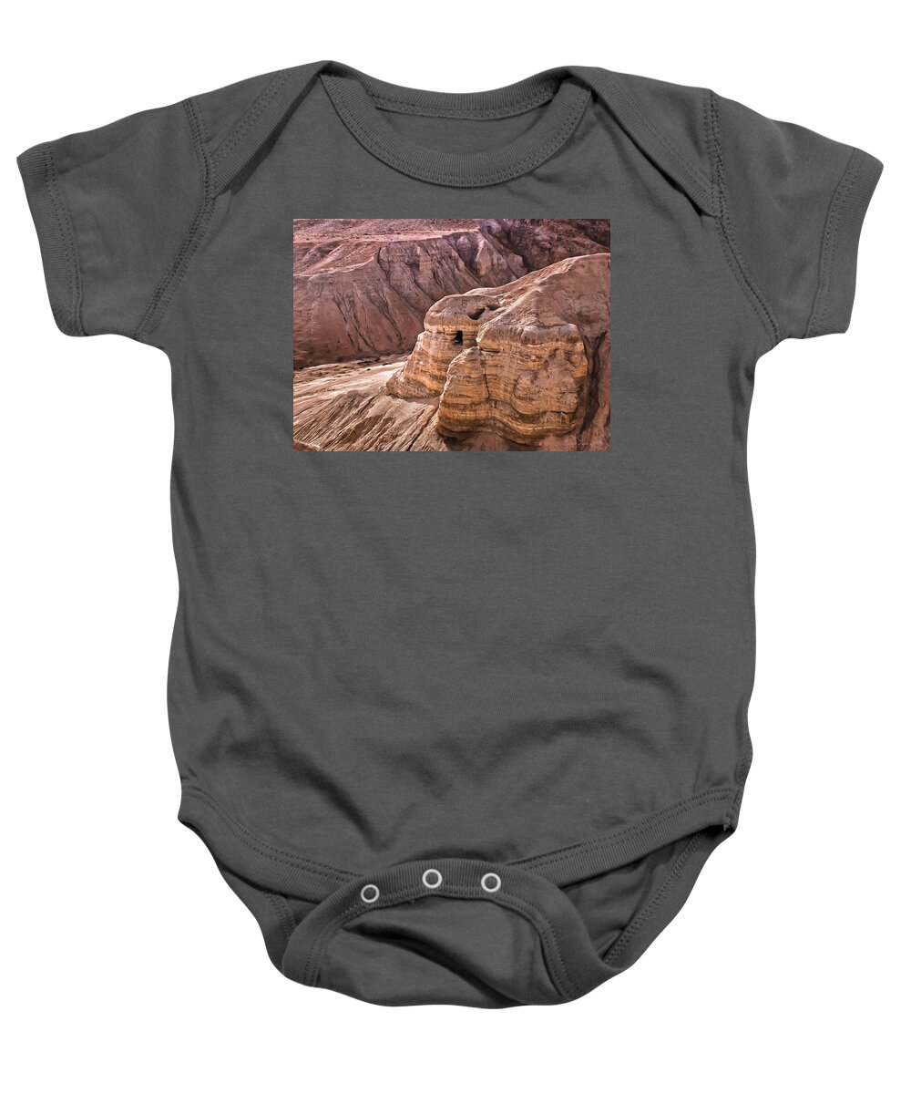 Landscape Baby Onesie featuring the photograph Qumran Cave 4, Israel by Brian Tada