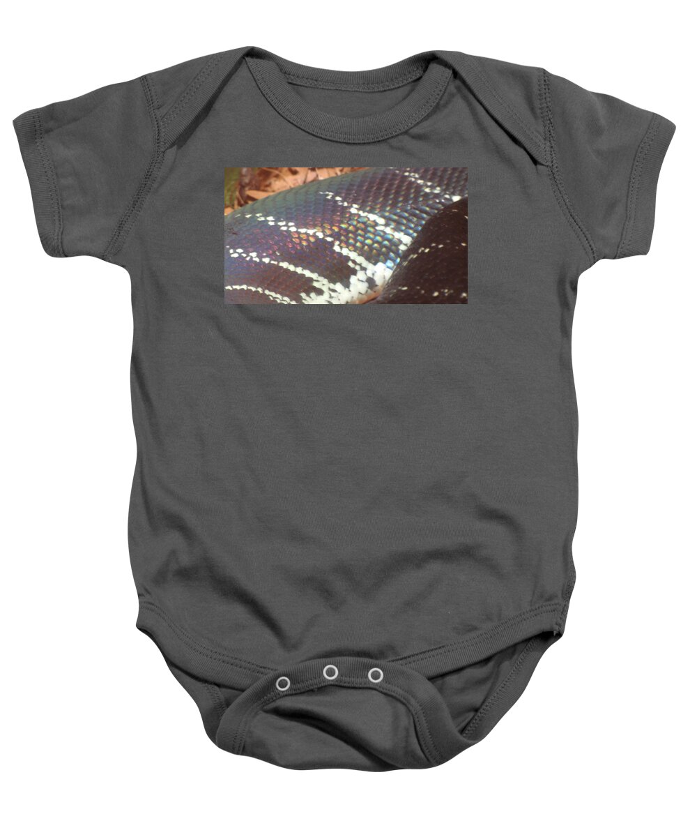 Snake Baby Onesie featuring the photograph Rainbow Scales by Sarah Gage